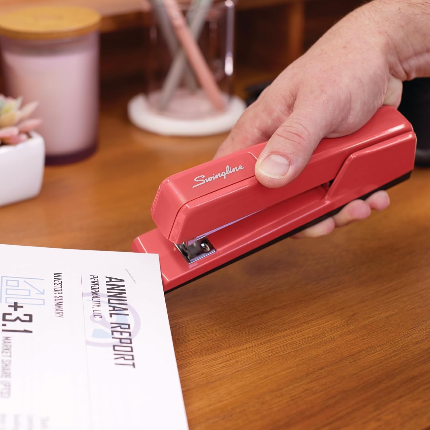 image:imageSwingline 747 Classic Stapler 30 Sheet Capacity Jam Free Metal Black 74701Rose Clay