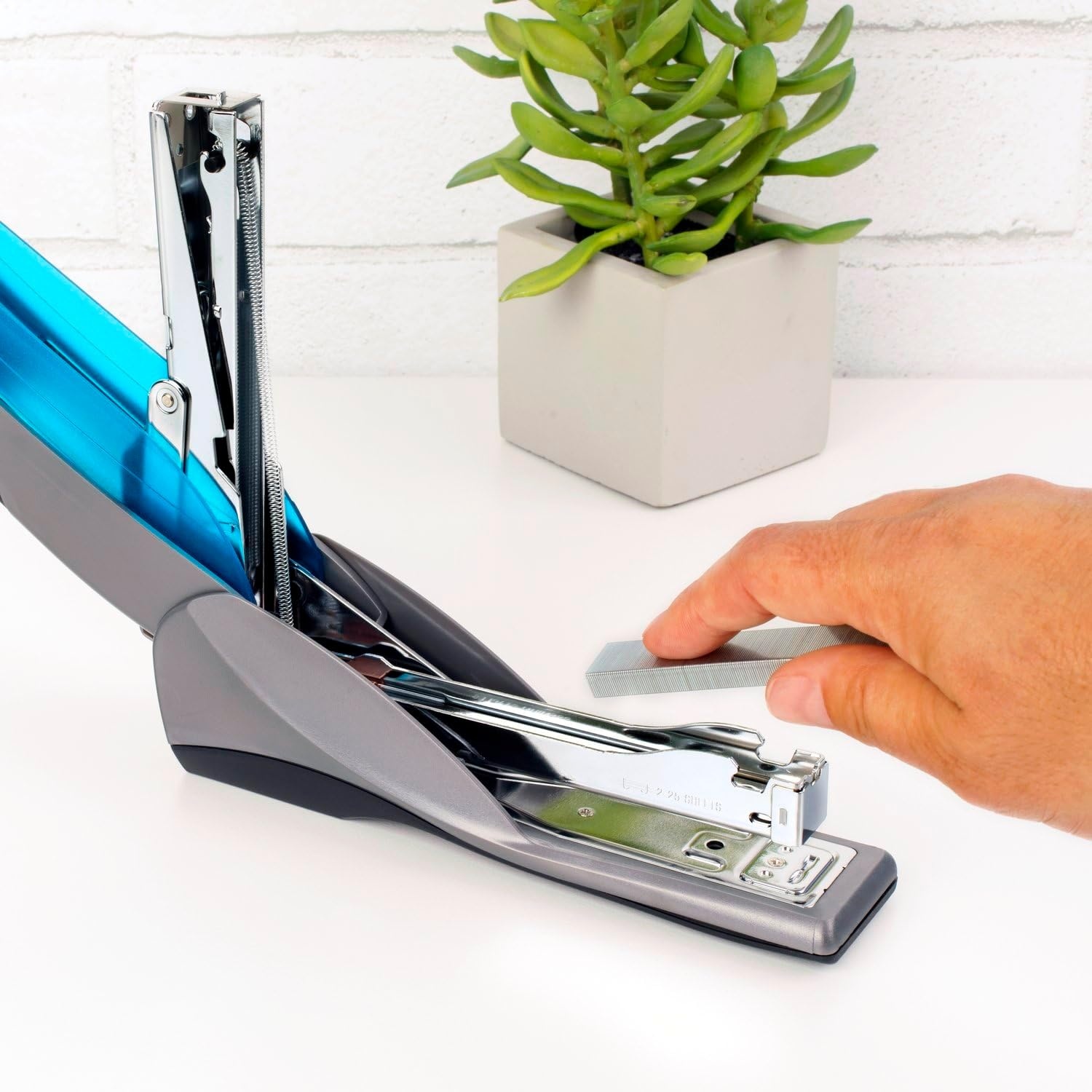 image:imageSwingline Stapler 25 Sheet Capacity Optima 25 Jam Free Reduced Effort Soft Grip Blue and Gray 664041 Count Pack of 6