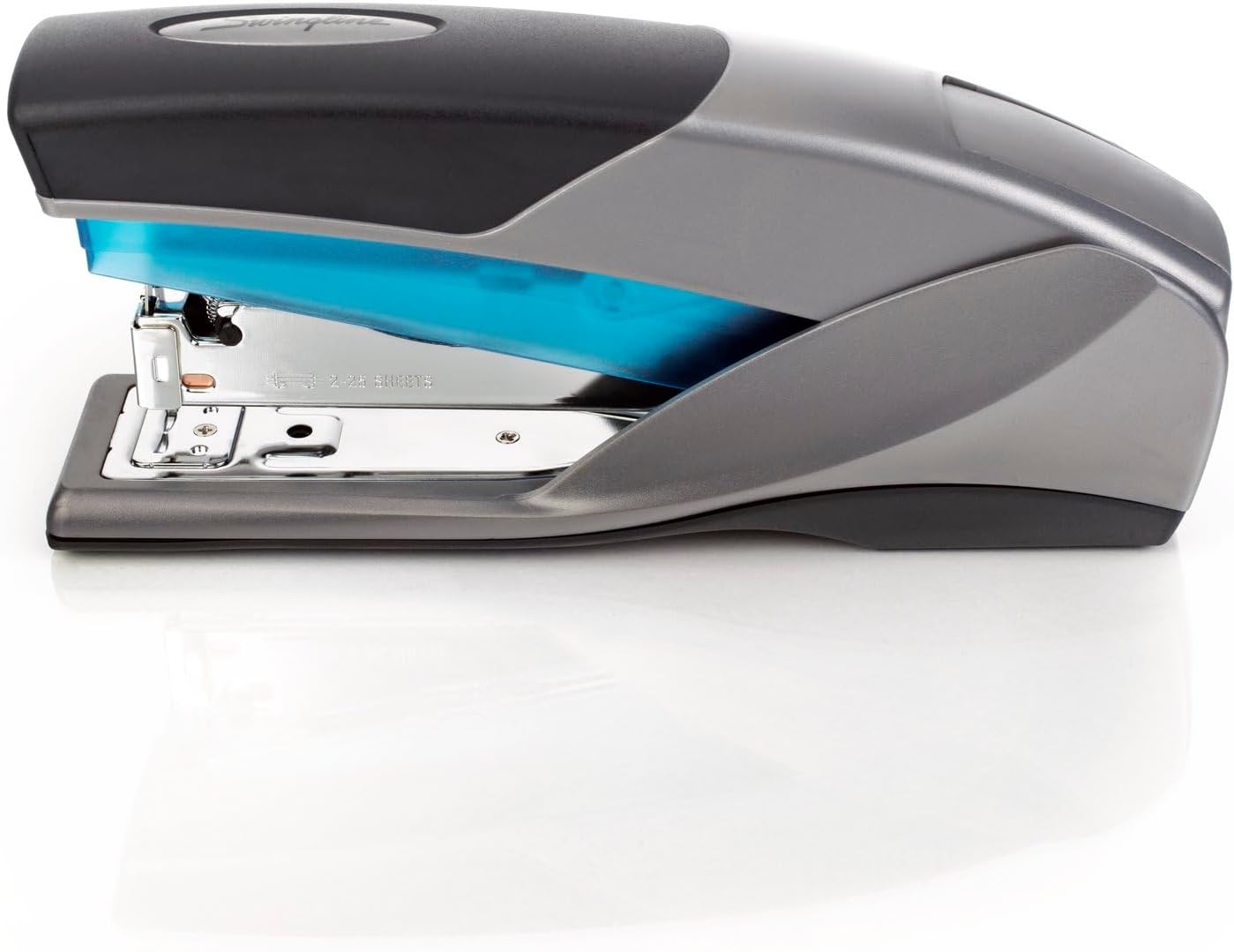 image:imageSwingline Stapler 25 Sheet Capacity Optima 25 Jam Free Reduced Effort Soft Grip Blue and Gray 664041 Count Pack of 6