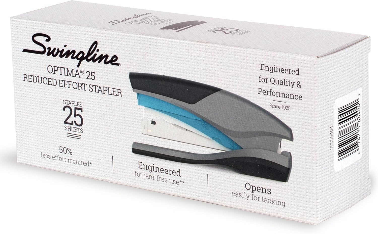 image:imageSwingline Stapler 25 Sheet Capacity Optima 25 Jam Free Reduced Effort Soft Grip Blue and Gray 664041 Count Pack of 6