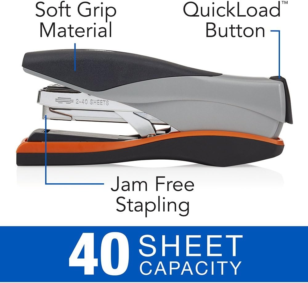 image:imageSwingline Stapler 40 Sheet Capacity Optima 40 Jam Free Reduced Effort Soft Grip Metal Orange and Gray 87845Pack of 6