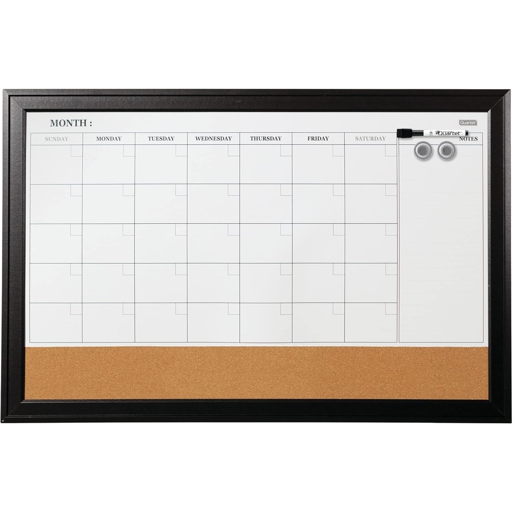 image:imageQuartet Combination Magnetic Whiteboard Calendar amp Corkboard 23 x 35 Combo White Board amp Cork Board Ebony Frame 7928422W x 5H