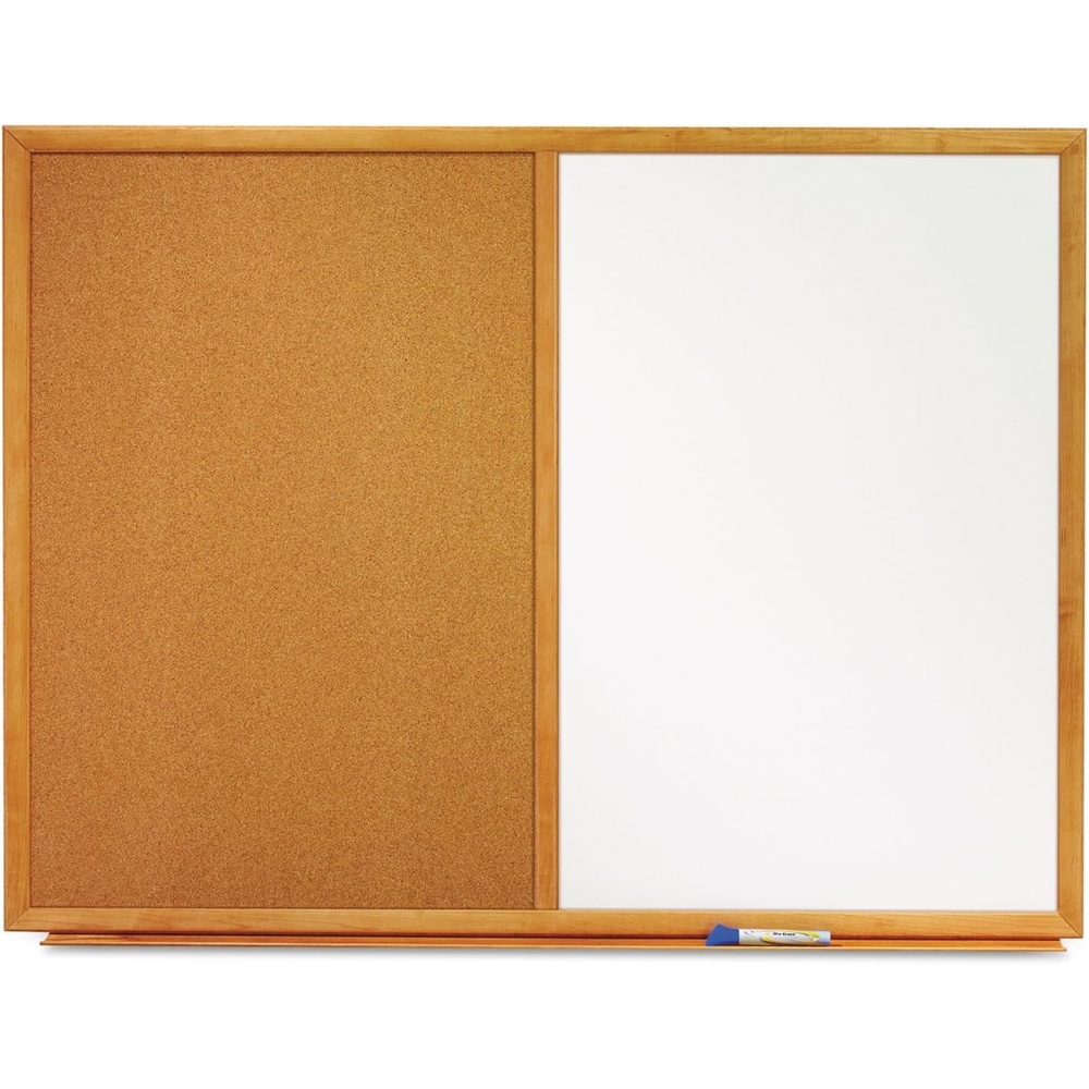 image:imageQuartet Combination Whiteboard amp Corkboard 3 x 2 Combo White Board amp Cork Board Oak Finish Frame S553Oak Finish Frame