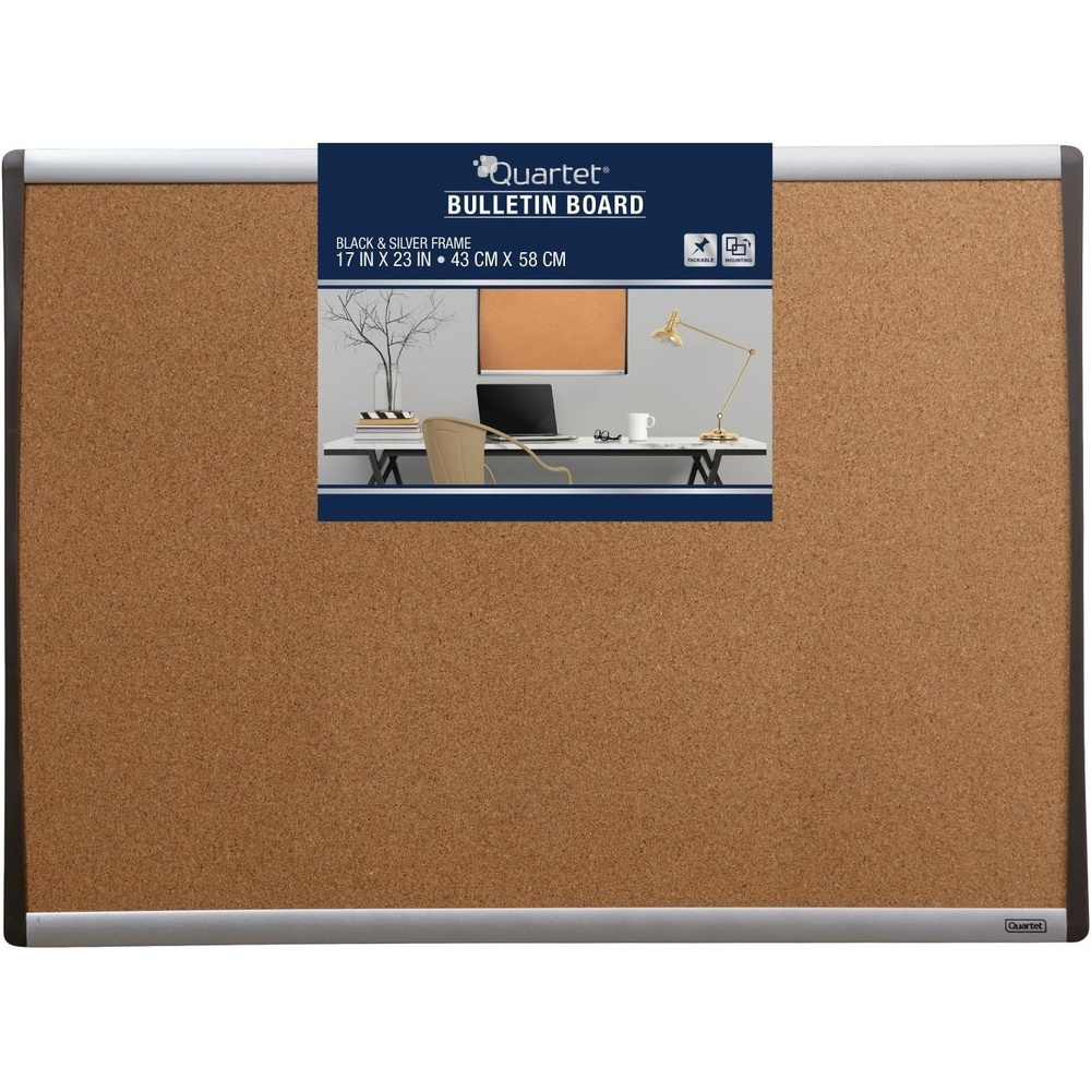 image:imageQuartet Cork Board 17 x 23 Bulletin Board Corkboard BlackSilver Frame 79373