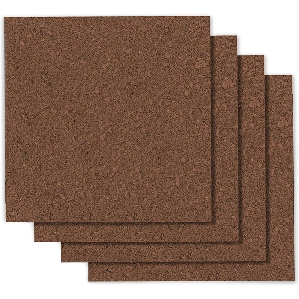 image:imageQuartet Cork Tiles Bulletin Board Cork Panels 12 x 12 x 38 Dark Brown 4 Pack 15050Q12 x 12