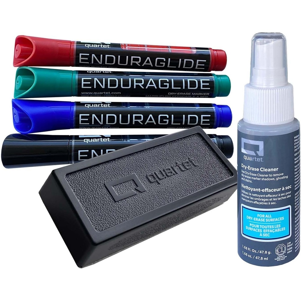 image:imageQuartet Dry Erase Markers Accessory Kit Includes 4 Chisel Point EnduraGlide Dry Erase Markers Whiteboard Eraser amp White Board Cleaning Spray Bottle for Teachers Home School amp Office 5001M4SK4 Count Pack of 1