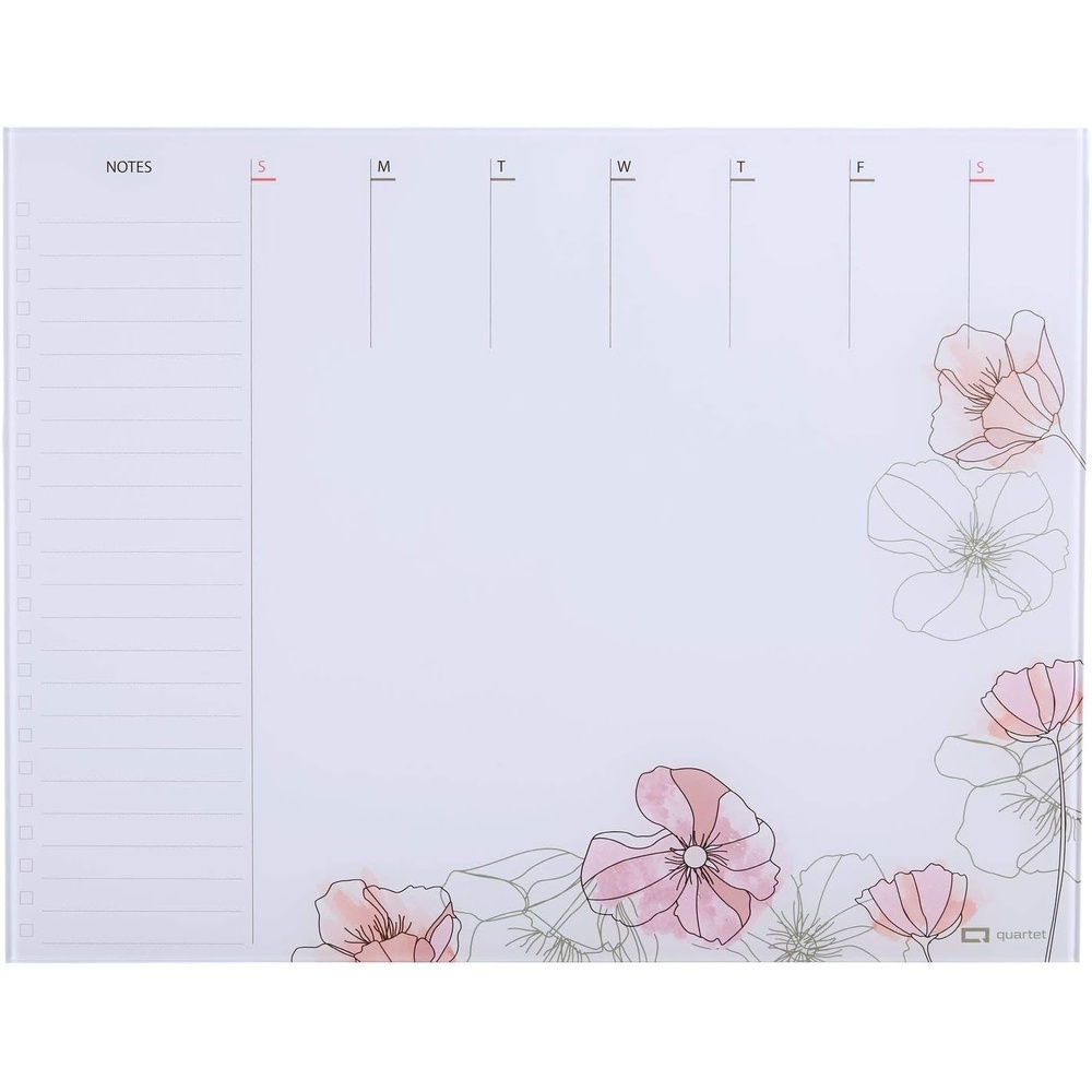 image:imageQuartet Glass Desktop Weekly Planner 17 x 22 Whiteboard Dry Erase Surface Clean Erase Includes 1 Dry Erase Marker White GDP2217WWeekly Planner Floral