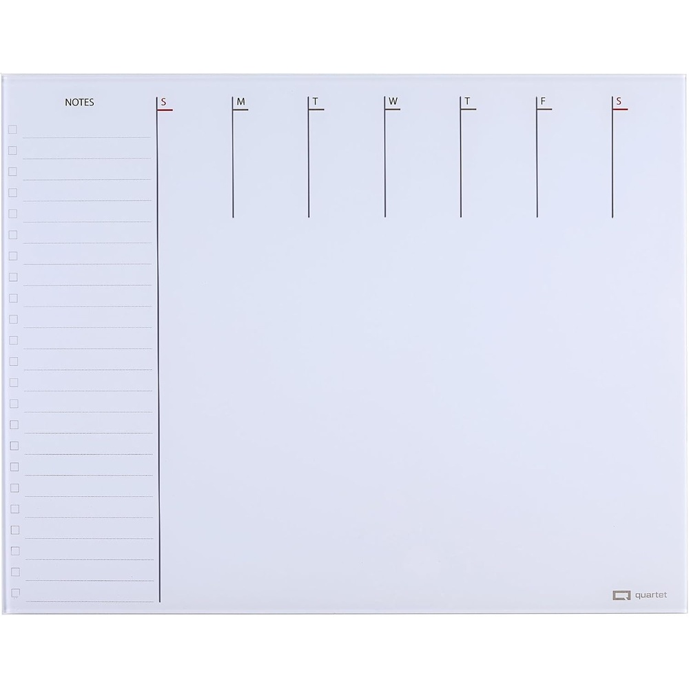 image:imageQuartet Glass Desktop Weekly Planner 17 x 22 Whiteboard Dry Erase Surface Clean Erase Includes 1 Dry Erase Marker White GDP2217WWeekly Planner White