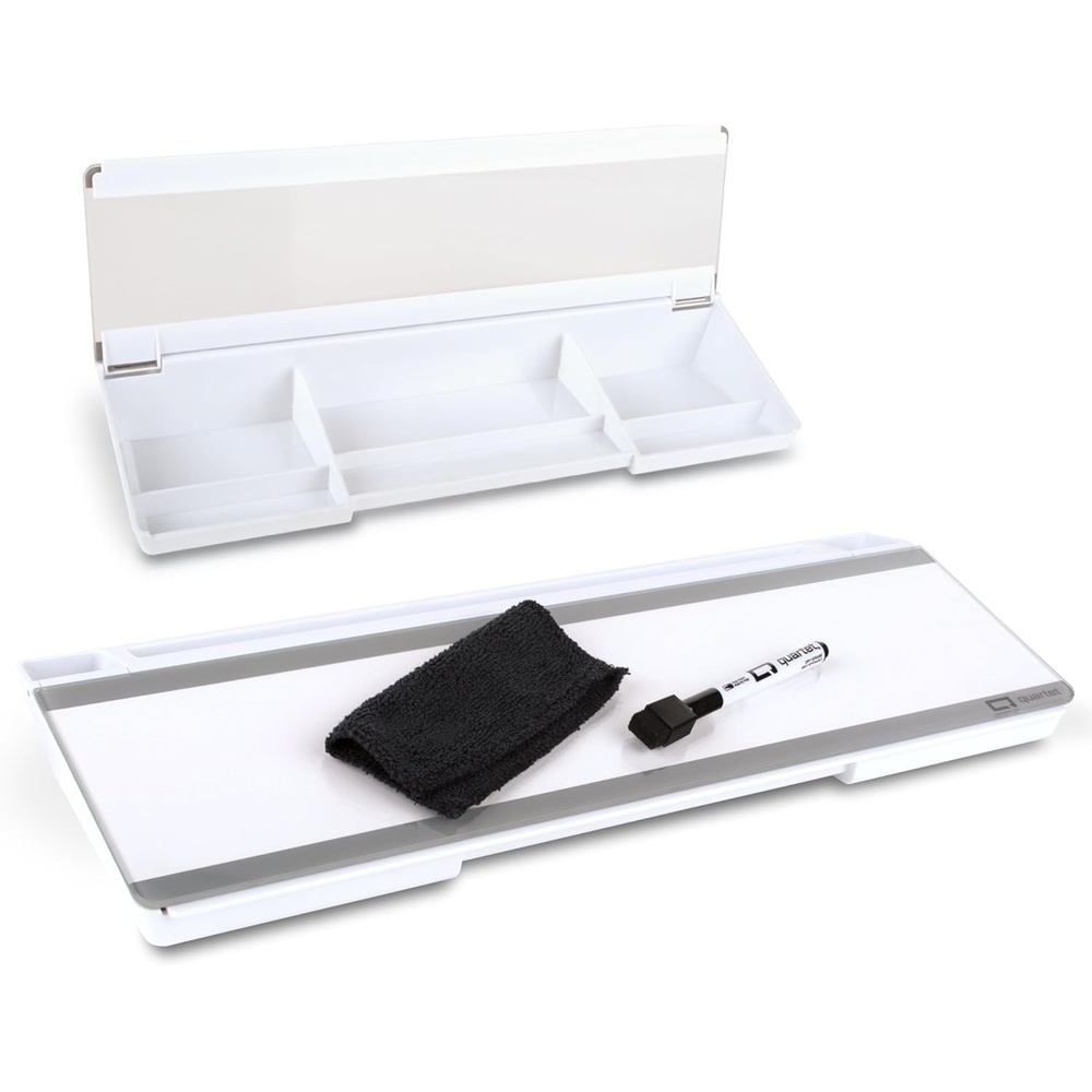 image:imageQuartet Glass Dry Erase White Board FlipTop Desktop Pad for Notetaking 18 x 6 Whiteboard with Storage Templates and Dry Erase Marker White Surface Q090F04R