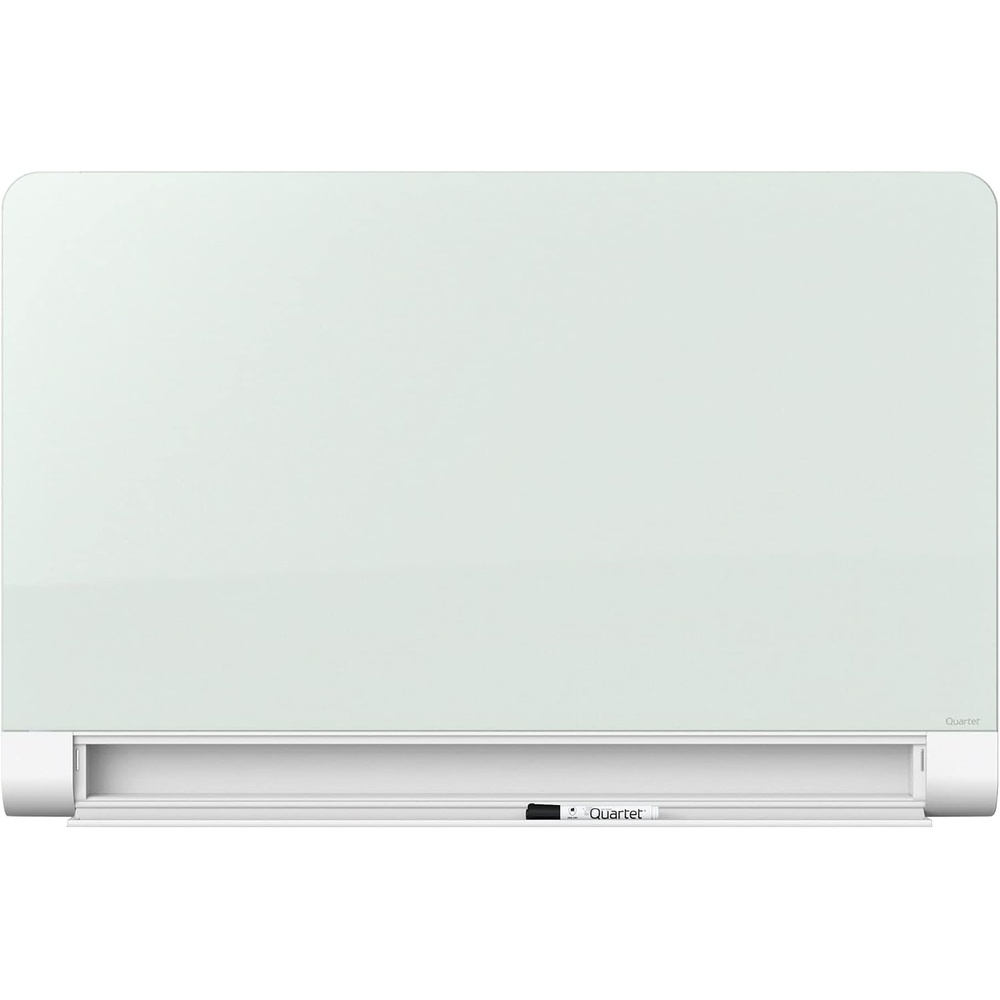 image:imageQuartet Glass Whiteboard Magnetic Dry Erase White Board 50 x 28 Wide Format with Invisible Mount Black Aluminum Frame Evoque G5028BAHidden Tray