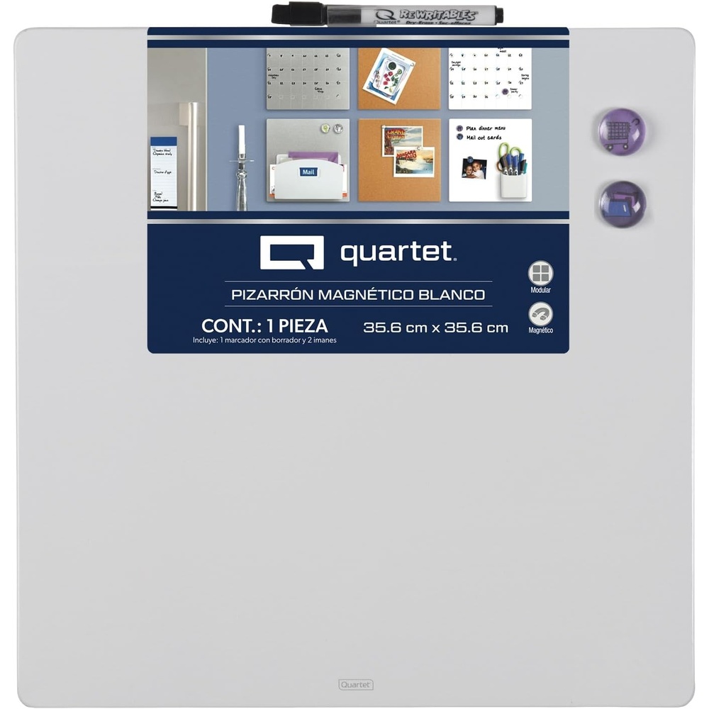 image:imageQuartet Magnetic Whiteboard Tile 14 x 14 Dry Erase Board White Board Frameless White Surface 85402WT14W x 14H