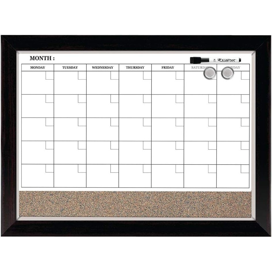 image:imageQuartet Whiteboard Calendar amp Corkboard Magnetic White Board amp Cork Bulletin Board Combo 17 x 23 Wood Finish Frame 224761 Board