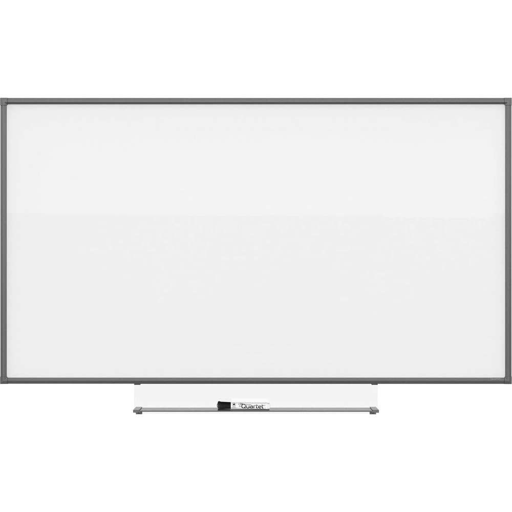 image:imageQuartet Whiteboard Non Magnetic White Board 85 x 48 Dry Erase Board Total Erase Silhouette Wide 16 9 Silver Frame C8548Charcoal Frame