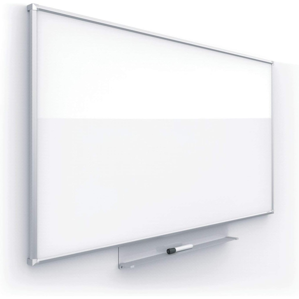 image:imageQuartet Whiteboard Non Magnetic White Board 85 x 48 Dry Erase Board Total Erase Silhouette Wide 16 9 Silver Frame C8548Silver Frame