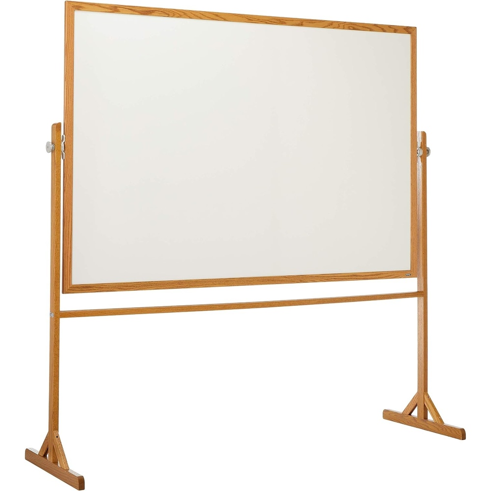 image:imageQuartet Whiteboard Reversible 4 x 6 Easel Style Melamine White Board Oak Frame WMR406PorcelainCork