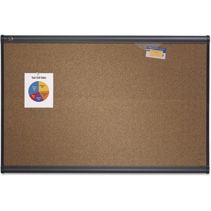 Quartet B243LC Prestige Bulletin Board, Brown Graphite-Blend Surface, 36 x 24, Cherry Frame(Graphite)