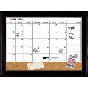 Quartet Combination Magnetic Whiteboard Calendar & Corkboard, 17″ x 23″ Combo Dry Erase White Board & Cork Bulletin Board, Message Board, Black Frame (79275)(Board)