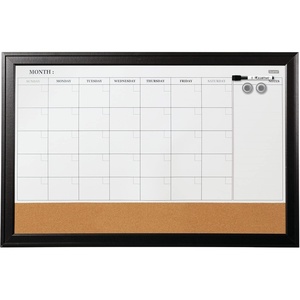 Quartet Combination Magnetic Whiteboard Calendar & Corkboard, 23″ x 35″ Combo White Board & Cork Board, Ebony Frame (79284)(22″W x 5″H)