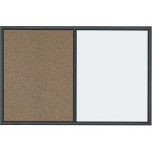 Quartet Combination Whiteboard & Corkboard, 3′ x 2′ Combo White Board & Cork Board, Oak Finish Frame (S553)(Black Frame)