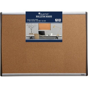 Quartet Cork Board, 17″ x 23″ Bulletin Board, Corkboard, Black/Silver Frame (79373)