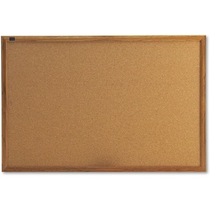 Quartet Cork Bulletin Board 24″W x 18″H Pin Board, Black Aluminum Frame (2301B)(Oak)