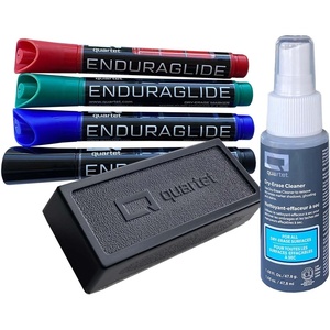 Quartet Dry Erase Markers Accessory Kit, Includes 4 Chisel Point EnduraGlide Dry Erase Markers, Whiteboard Eraser & White Board Cleaning Spray Bottle, for Teachers, Home, School & Office (5001M-4SK)(4 Count (Pack of 1))