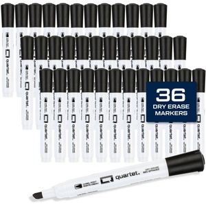 Quartet Dry Erase Markers, Fine Tip White Board Dry Erase Markers with DryGuard Ink Protection, Office Essentials, Black, 36 Pack (Q120Z01-R)(Black)