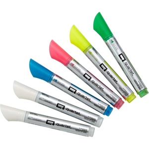 Quartet Dry Erase Markers, Glass Whiteboard Markers, Fine Tip, Assorted Neon Colors, 6 Pack (79558Q)(Bullet Tip)