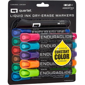 Quartet Dry Erase Markers, Whiteboard Markers, Chisel Tip, EnduraGlide, White Board Dry Erase Pens for Teachers, Home, School & Office Supplies, Assorted Colors, 12 Pack (Q120000ECA)