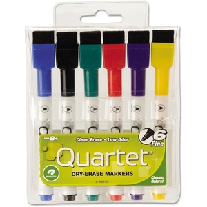 Quartet Dry Erase Markers, Whiteboard Markers, Fine Tip, ReWritables, Mini, Magnetic, Classic Colors, 6 Pack (51-659312Q)(Classic)