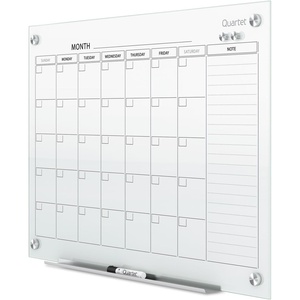 Quartet Dry Erase White Board 36″W x 24″H Glass Calendar, Magnetic Planning Board, White (GC2418F)(48″W x 36″H)