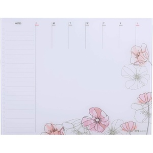 Quartet Glass Desktop Weekly Planner, 17″ x 22″, Whiteboard, Dry Erase Surface, Clean Erase, Includes 1 Dry Erase Marker, White (GDP2217W)(Weekly Planner (Floral))