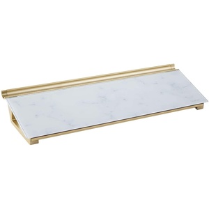 Quartet Glass Dry Erase White Board, Desktop Computer Pad for Notetaking, 18″ x 6″ Whiteboard, Clean Erase Surface with Storage, 1 Dry Erase Marker, White Surface (GDP186)(Marble)