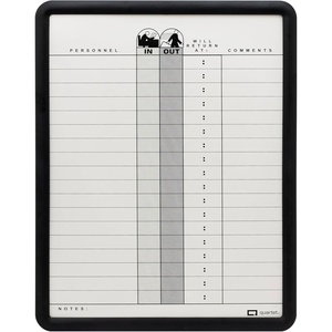 Quartet In and Out Dry Erase Magnetic Board 11″W x 14″H, In & Out Personnel Matrix for 18 Names, DuraMax Porcelain, Black Frame (750)(11″W x 14″H)