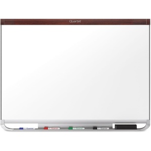 Quartet Magnetic Whiteboard, Porcelain, White Board, Dry Erase Board, 4′ x 3′, Mahogany Finish Frame, Prestige 2 Duramax (P554MP2)