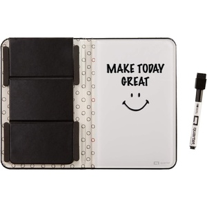 Quartet Portable Glass Dry-Erase Pad, 5″ x 8″, Closeable Cover, Kickstand, Desktop, White Board, Notepad, Travel, Blue (Q090GDPN03)(Black)