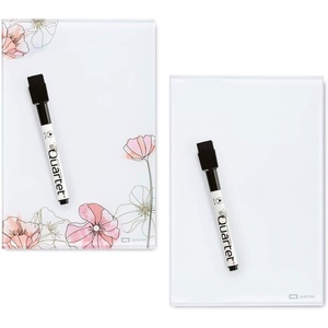 Quartet Portable Glass Dry-Erase Pad, 5″ x 8″, Closeable Cover, Kickstand, Desktop, White Board, Notepad, Travel, Blue (Q090GDPN03)(Floral)