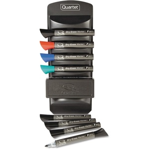 Quartet Whiteboard Accessory Caddy, Includes 8 Chisel Tip Dry Erase Markers and 1 Eraser, White Board Accessories, Black (558)