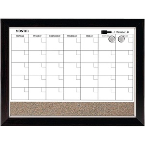 Quartet Whiteboard Calendar & Corkboard, Magnetic, White Board & Cork Bulletin Board Combo, 17″ x 23″, Wood Finish Frame (22476)(1 Board)