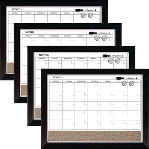 Quartet Whiteboard Calendar & Corkboard, Magnetic, White Board & Cork Bulletin Board Combo, 17″ x 23″, Wood Finish Frame (22476)(Case of 4 Boards)