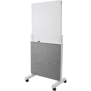 Quartet Whiteboard Easel, Glass Dry Erase Board, Rolling Easel Stand On Wheels, Double-Sided Privacy Screen with Adjustable Height, Includes 1 Marker, Creates Private Interactive Workspaces (Q293066W)