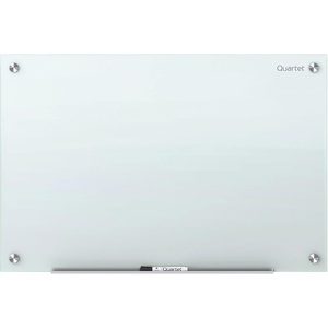Quartet Whiteboard, Glass Dry Erase Board, Non-Magnetic, 6′ x 4′, Infinity Frameless Mounting, Frosted Surface, Accessory Tray and 1 Dry Erase Marker (G7248F)(White)