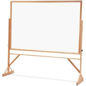 Quartet Whiteboard, Reversible, 4′ x 6′, Easel Style Melamine White Board, Oak Frame (WMR406)(Porcelain/Porcelain)