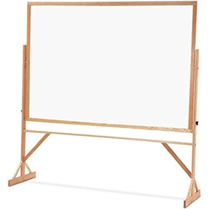 Quartet Whiteboard, Reversible, 4′ x 6′, Easel Style Melamine White Board, Oak Frame (WMR406)(White)
