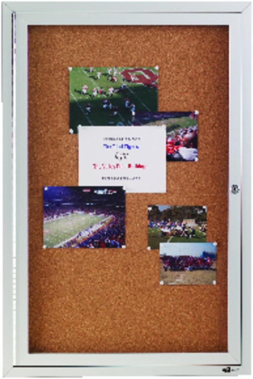 image:imageQuartet Bulletin Board 4 x 3 Enclosed Cork Notice Board Lockable Swing Door Weather Resistant Aluminum Frame 212436 x 24