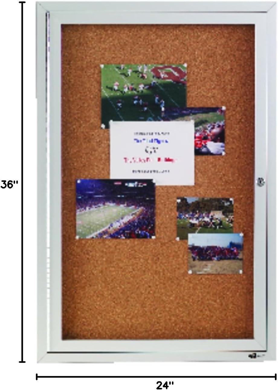 image:imageQuartet Bulletin Board 4 x 3 Enclosed Cork Notice Board Lockable Swing Door Weather Resistant Aluminum Frame 212436 x 24