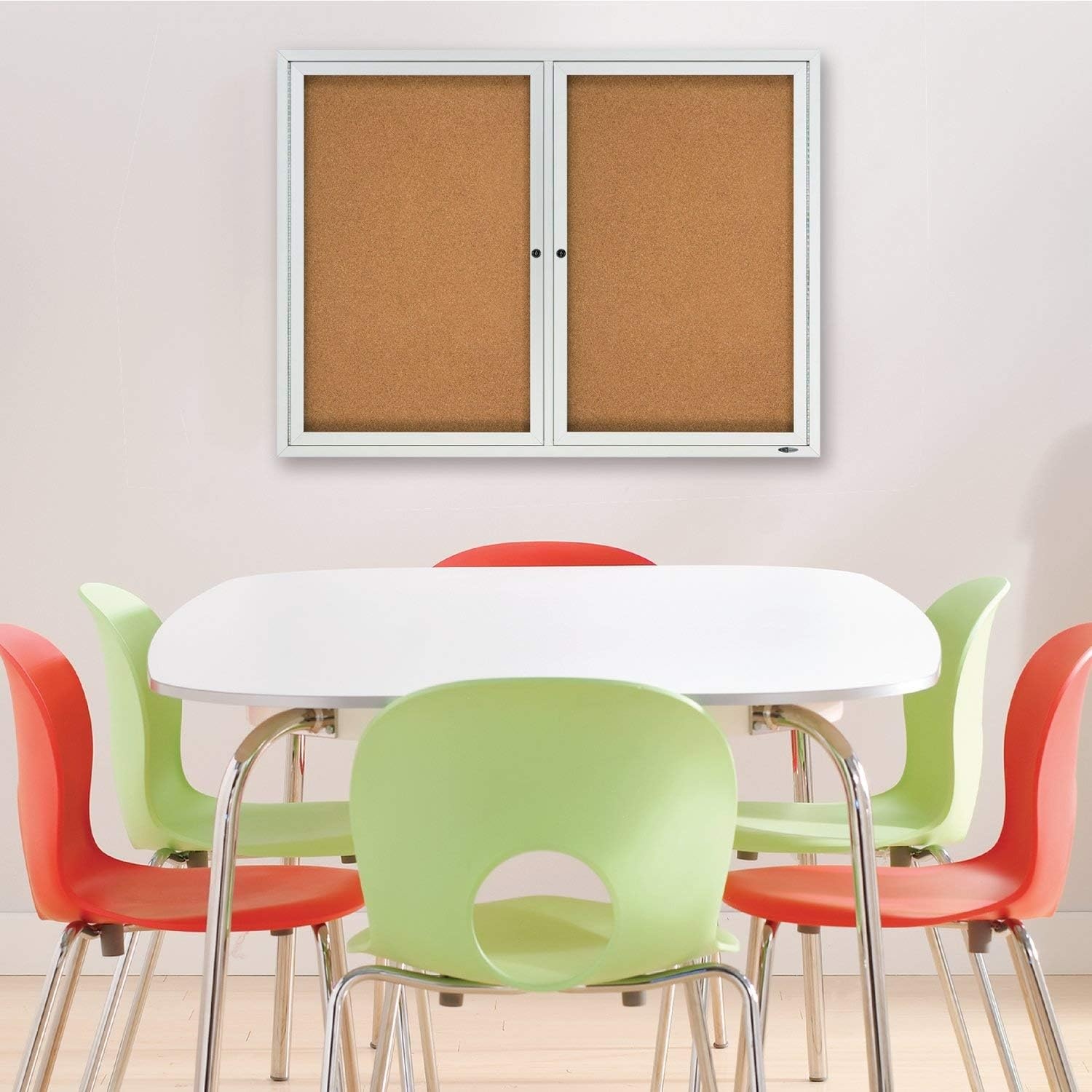 image:imageQuartet Bulletin Board 4 x 3 Enclosed Cork Notice Board Lockable Swing Door Weather Resistant Aluminum Frame 212436 x 48