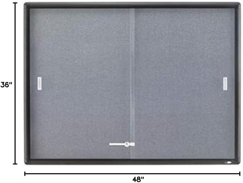 image:imageQuartet Bulletin Board 4 x 3 Enclosed Fabric Notice Board Lockable Sliding Doors Graphite Frame 2364S