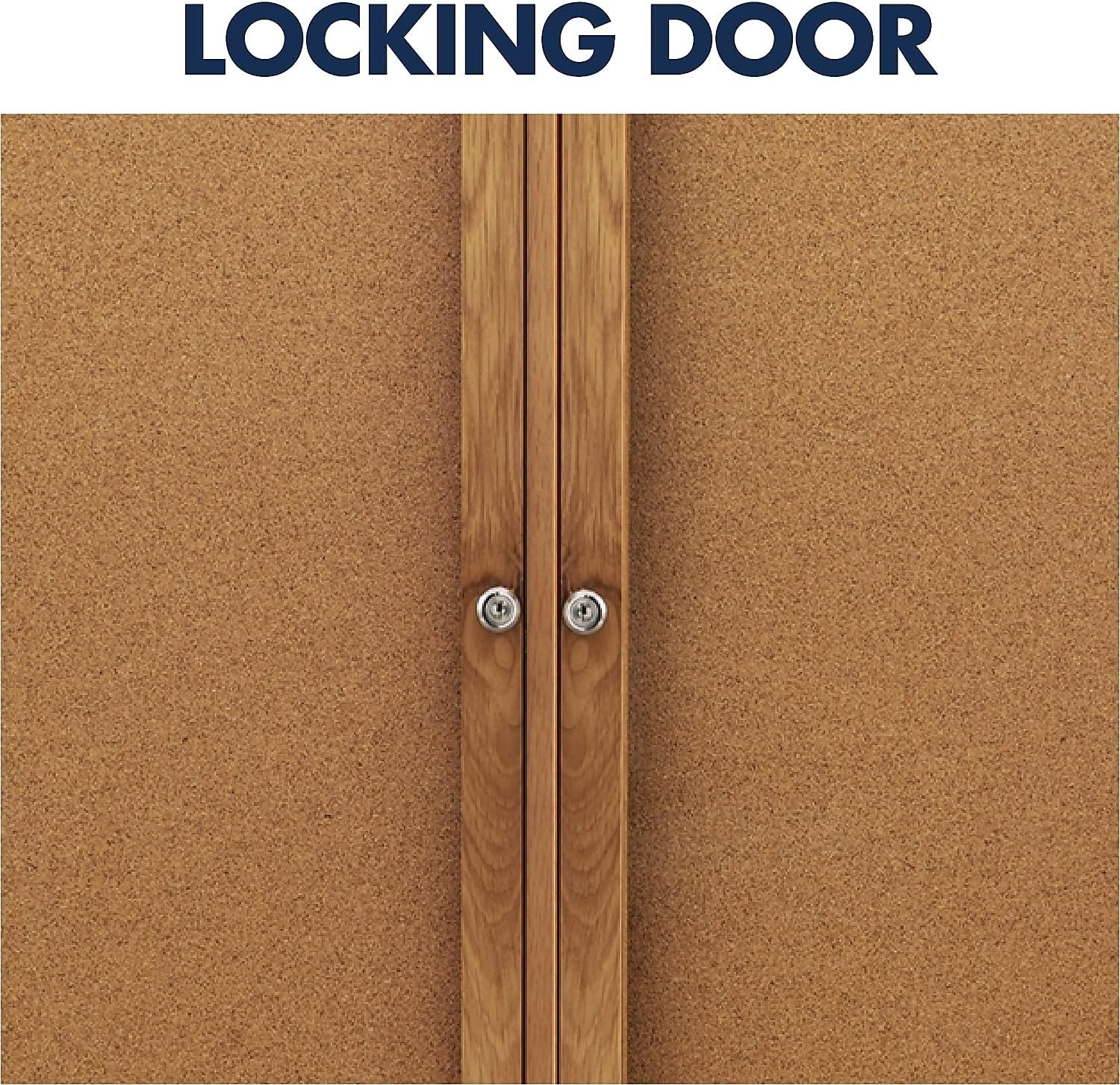 image:imageQuartet Bulletin Board 6 x 4 Enclosed Cork Notice Board Lockable Swing Doors Aluminum Frame 2367Oak