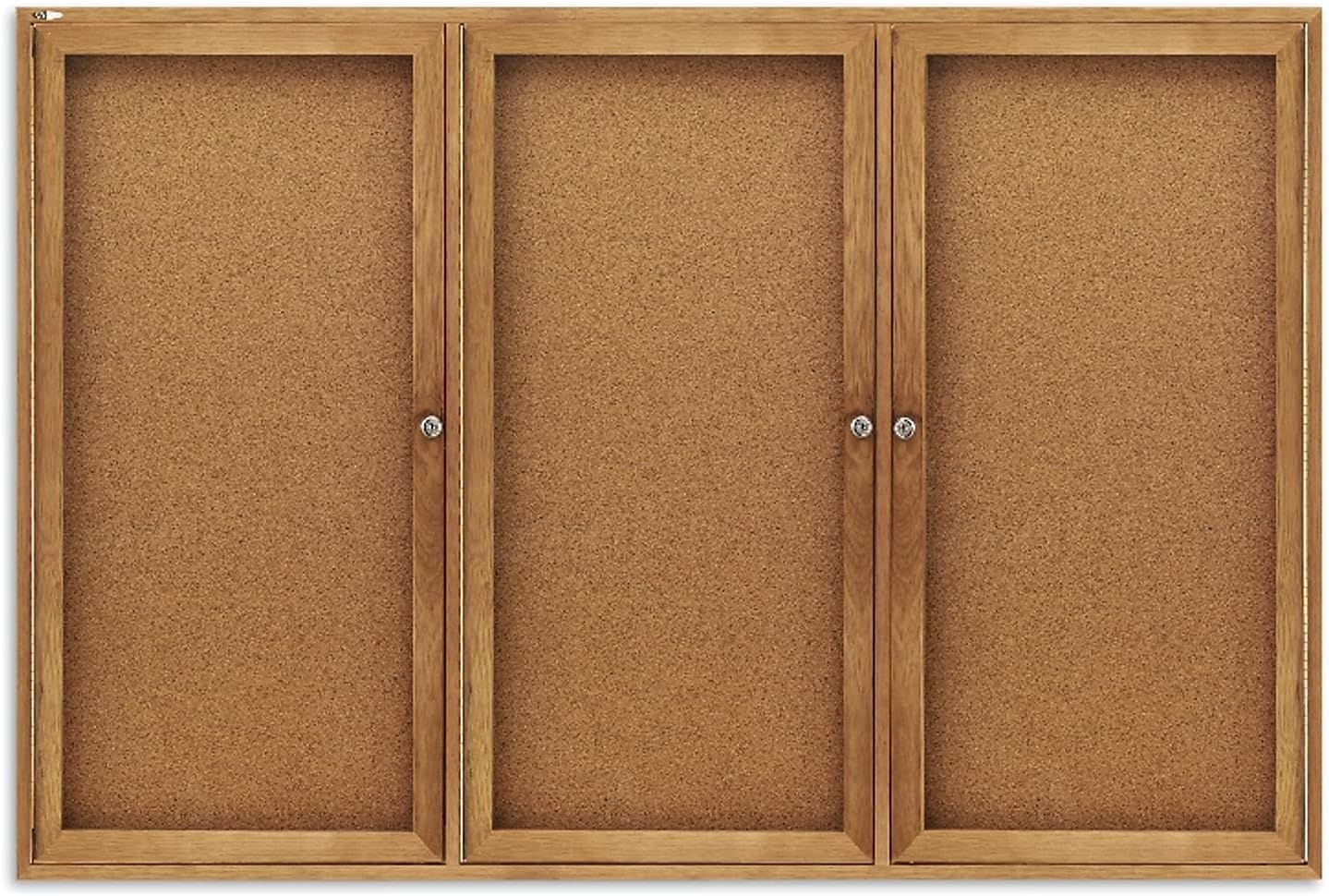 image:imageQuartet Bulletin Board 6 x 4 Enclosed Cork Notice Board Lockable Swing Doors Aluminum Frame 2367Oak